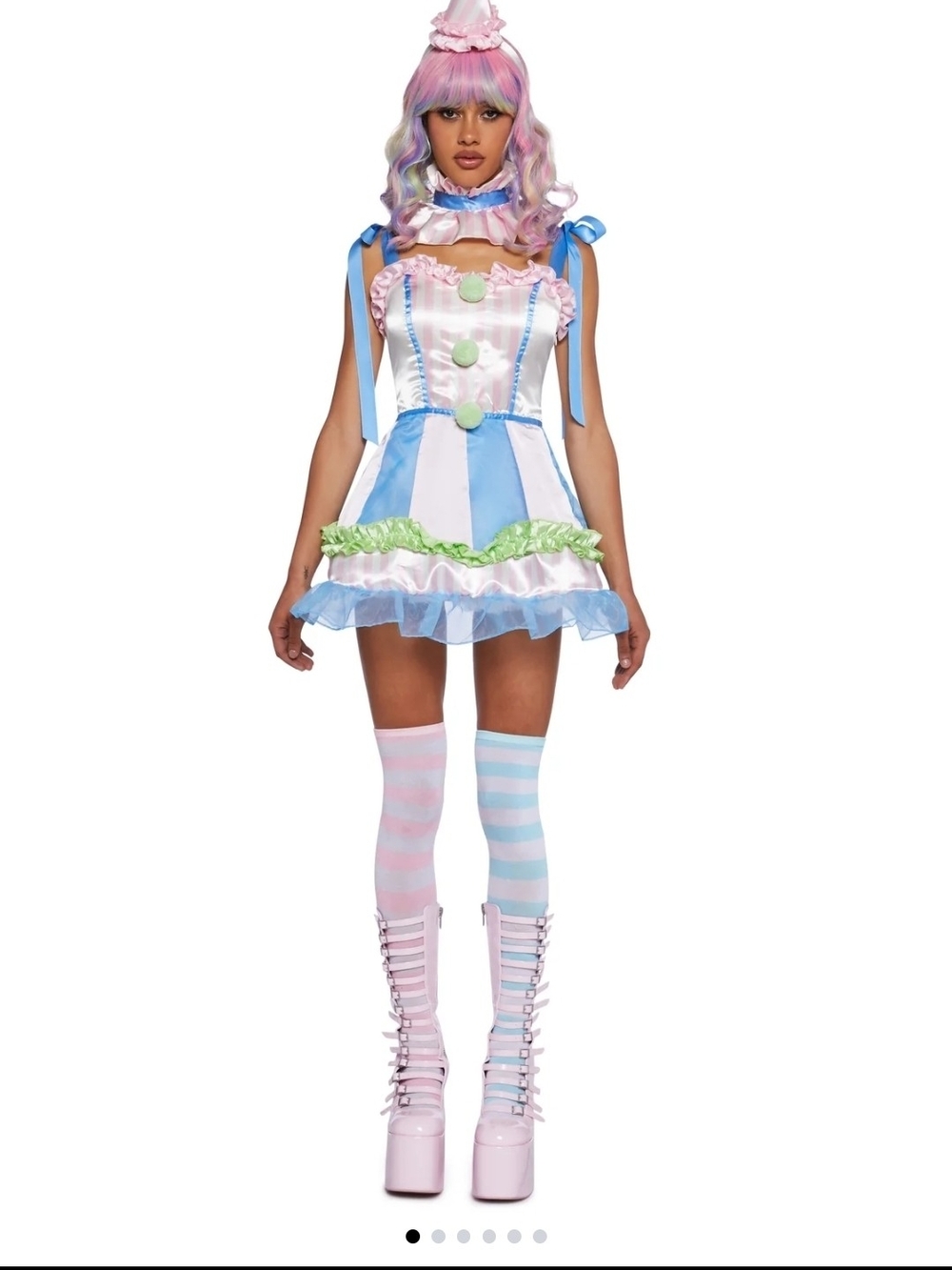 Pastel Clown Costume Dress in Pink, Blue & Green
